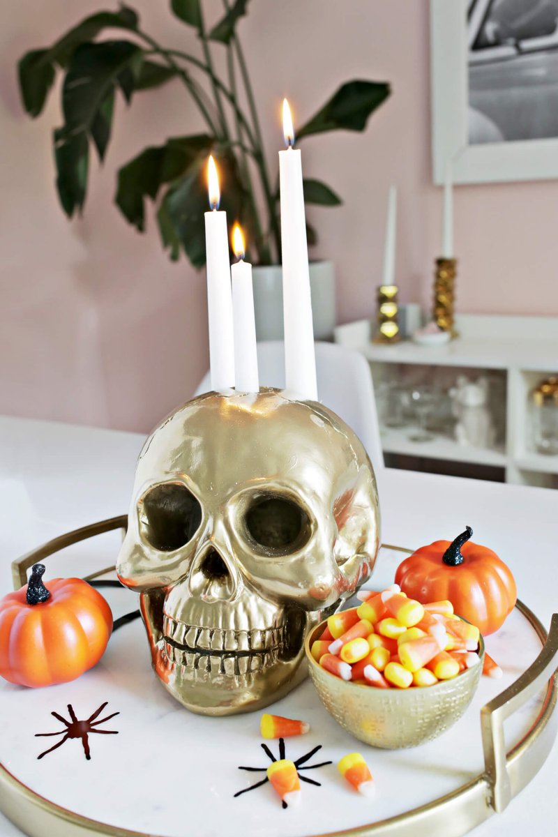 Gold Skull Candle Holder.